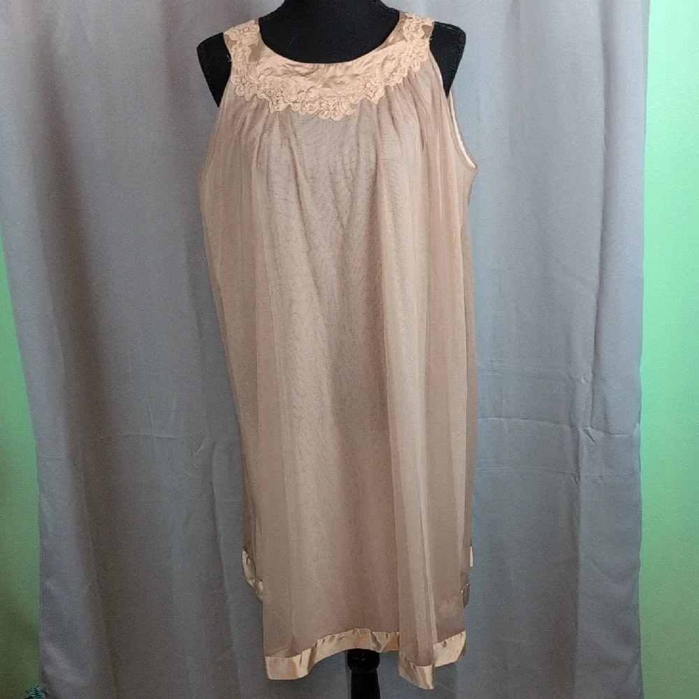 Gossard Artemis Vtg Sheer Nightgown Robe Set‎ Lace/Satin Trim Bridal Lingerie